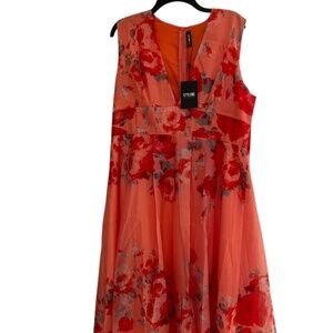 Stylewe  Sleeveless Dress Creamsicle Orange Flower Chiffon Swing Skirt Brand New
